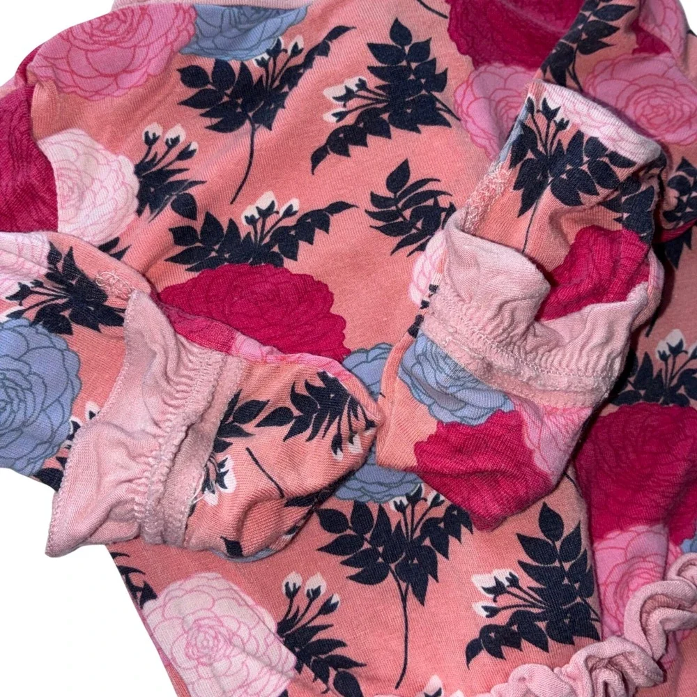 Kickee Pants Bamboo Ruffle Footie Romper‎ Set 2pc Floral Paris Newborn 0-3M